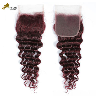 Ombre 99J Kleerloze Bourgogne pruik Mensenhaar extensies Diepe golf