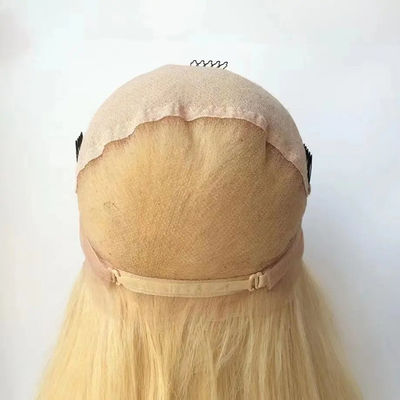 Volledige voorkant kant 613 Mensenhaar pruik Rechte Kleefloze blonde