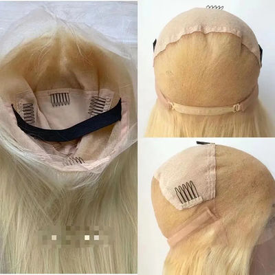 Volledige voorkant kant 613 Mensenhaar pruik Rechte Kleefloze blonde