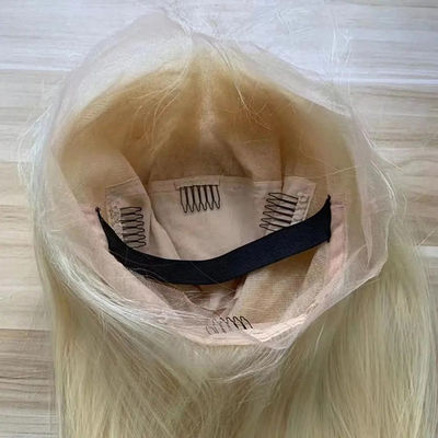 Volledige voorkant kant 613 Mensenhaar pruik Rechte Kleefloze blonde