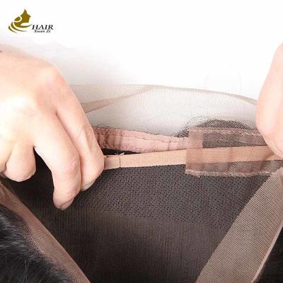 Rechte huidhuid gelijnd maagdelijk menselijk haar 360 full lace sluiting
