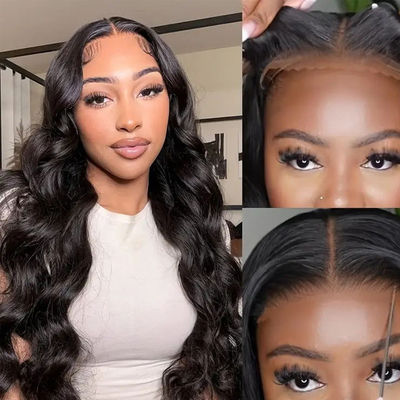 Kleverloze aangepaste menselijk haar pruiken Body Wave Front Lace Pruik te koop