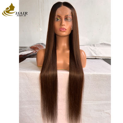 4# Kleur 28 inch Steil 100% Maagdelijk Menselijk Haar 13*4 Front Lace Menselijk Haar Lace Pruik