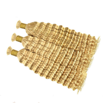 Dubbel getrokken diepgolf menselijk haar bulk voor vlechten 613 kleur blond
