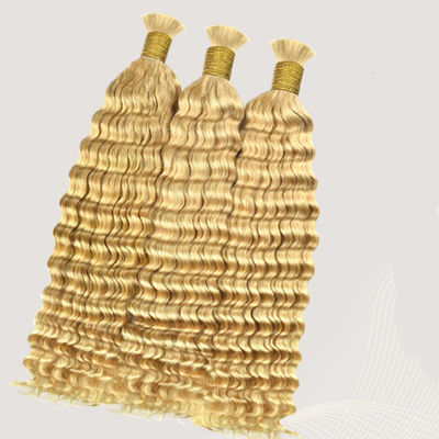 Dubbel getrokken diepgolf menselijk haar bulk voor vlechten 613 kleur blond