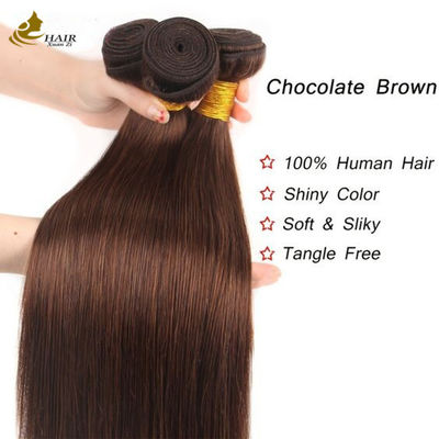 4# Kleur Chocolade Bruin Rechte Schaduw Mensenhaar Bundel Weft