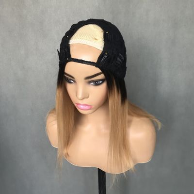 U-deel pruik T1b/27 Kleur Beginner Vriendelijk Rechte Kleefloze Beschermende Stijl Mensenhaar pruik 150% Dichtheid