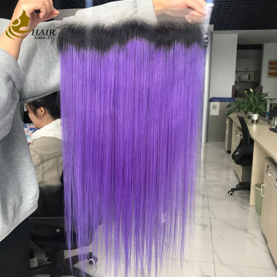 T1b/Purple Virgin Human Straight Hair 13*6 Lace Front Closure met lichtbruin kant