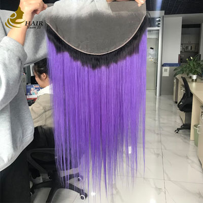 T1b/Purple Virgin Human Straight Hair 13*6 Lace Front Closure met lichtbruin kant