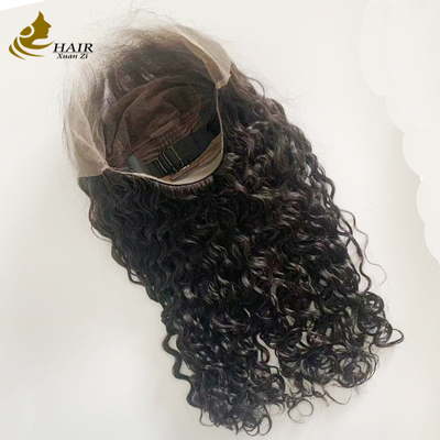 250% dichtheid 20 inch natuurlijke zwarte watergolf HD 13 * 6 kleverloze full lace pruik met natuurlijke volle haarlijn