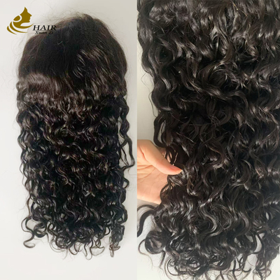 250% Dichtheid 20 inch Natuurlijk Zwart Watergolf HD 13*6 Lijmloze Volle Lace Pruik met natuurlijke haarlijn