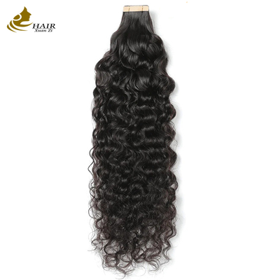 20 inch natuurlijke zwarte watergolf tape in menselijke haar extensies