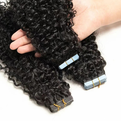 20 inch natuurlijke zwarte watergolf tape in menselijke haar extensies